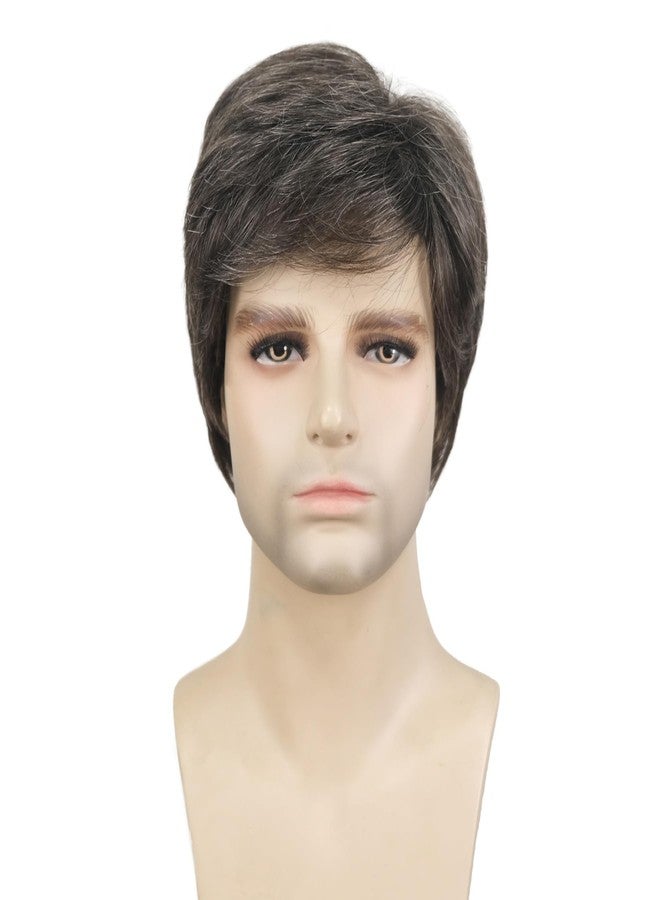 ايمول شعر مستعار رجالي قصير مستقيم رمادي من إيمول، شعر طبيعي، شعر مستعار صناعي - Image 1